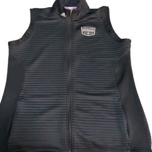 Adidas Women's Vest Size XL Black Sleeveless Full Zip Mock Neck Pockets Golf